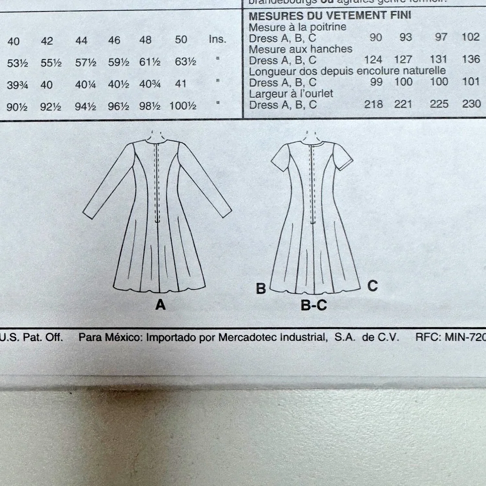 McCALLS‎ 8665 Uncut Sewing Pattern 8 10 12 Semi-Fitted Dress w. Overlay Vtg 90s